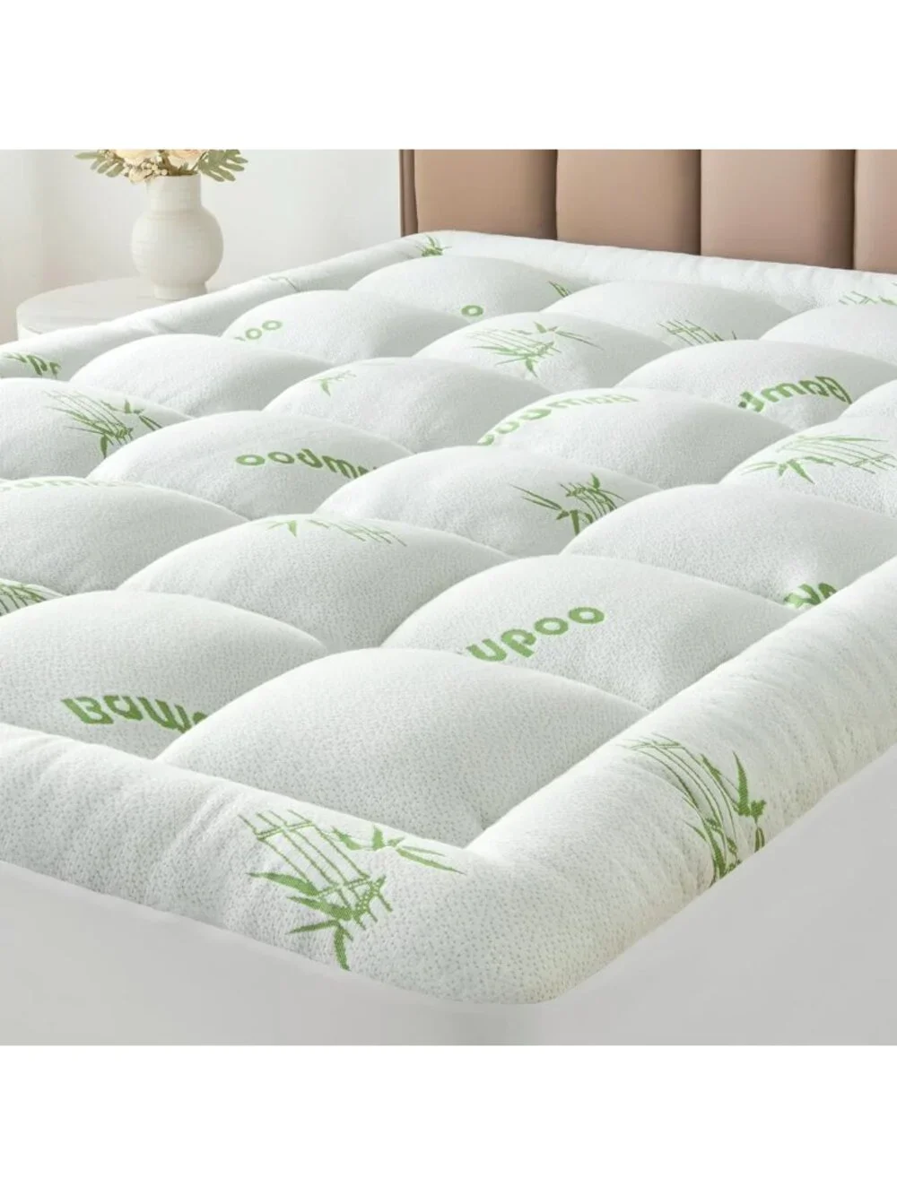 Queen Mattress Topper - Soft Bamboo Pillow Top, Cooling Protector, Deep Pocket